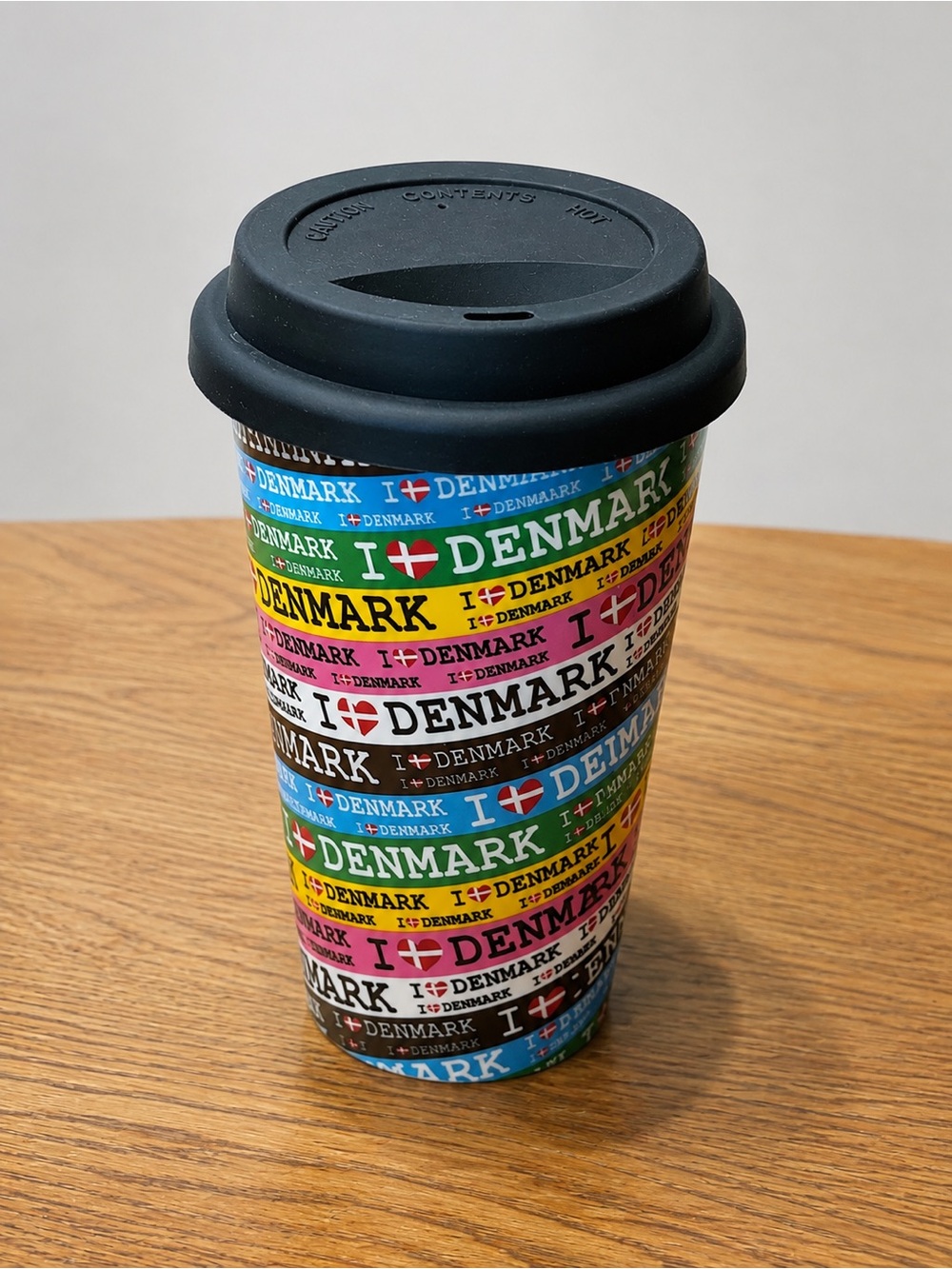 Multicolor "I ♥ Denmark" Travel Mug with Black Lid